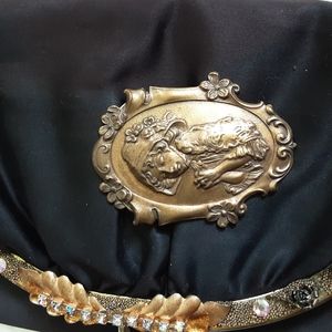 Vintage Hand Engraved Brass "Victorian" Brooch